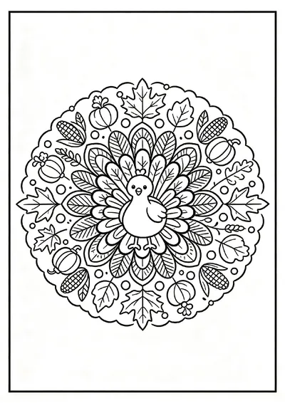 Thanksgiving Turkey Mandala coloring page
