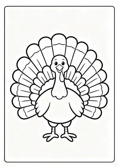 Turkey with Fanned Feathers coloring page