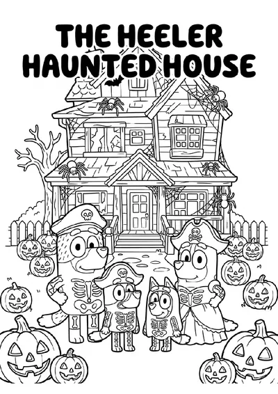 The Heeler Haunted House Coloring Page coloring page