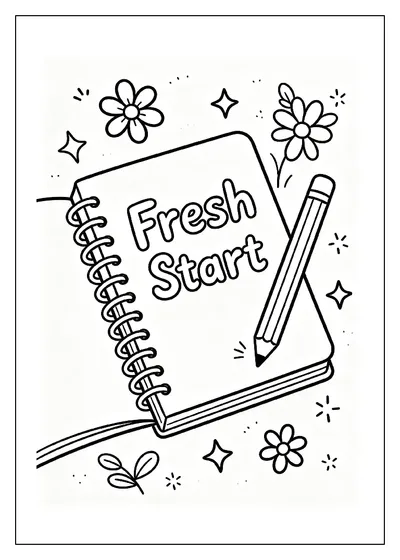 Fresh Start Notebook with a Blank Page coloring page