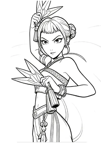 Zoey's Twin Dagger Fighting Pose online coloring canvas