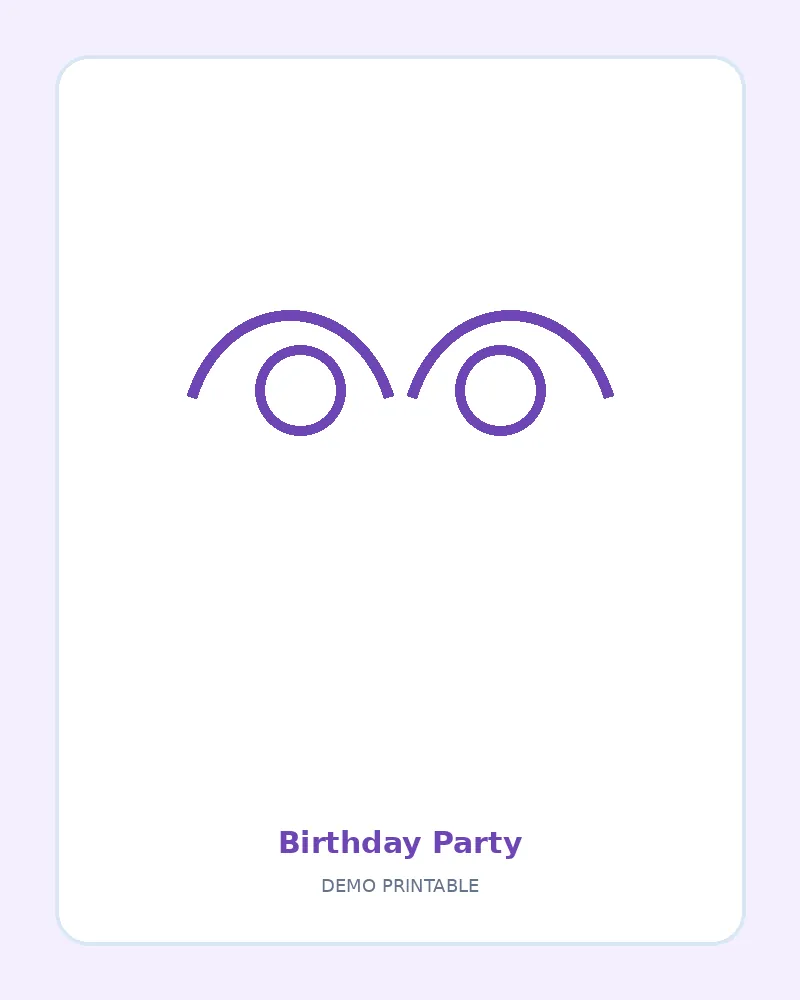 Birthday Party coloring page, black outline drawing ready to print
