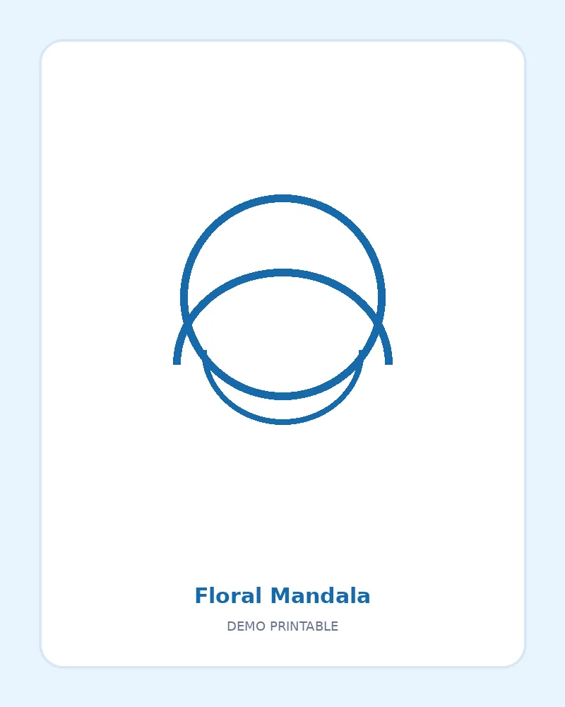 Floral Mandala coloring page, black outline drawing ready to print
