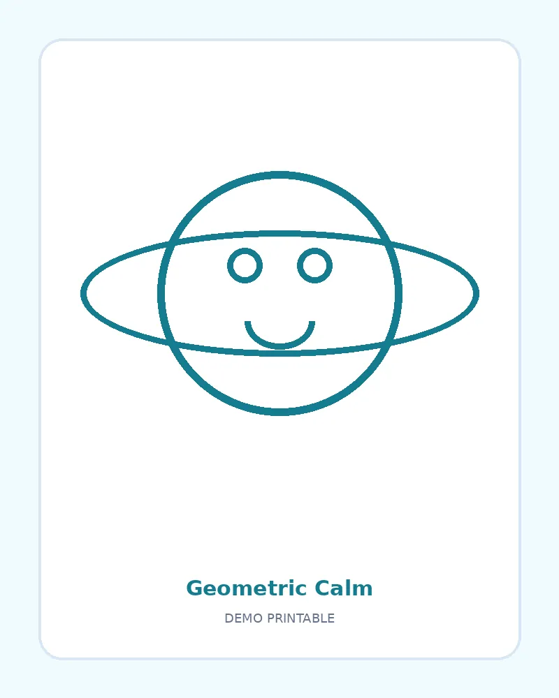 Geometric Calm coloring page, black outline drawing ready to print
