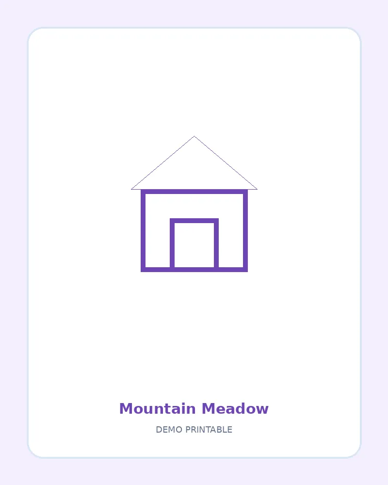 Mountain Meadow coloring page, black outline drawing ready to print