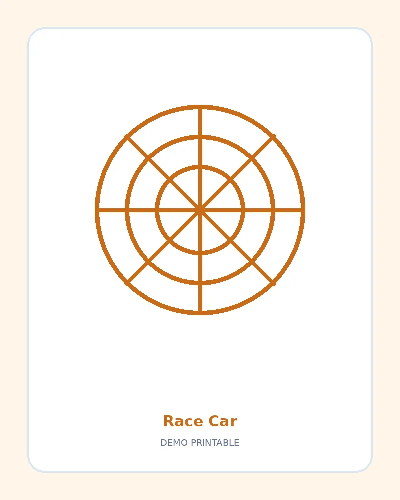 Race Car coloring page, black outline drawing ready to print
