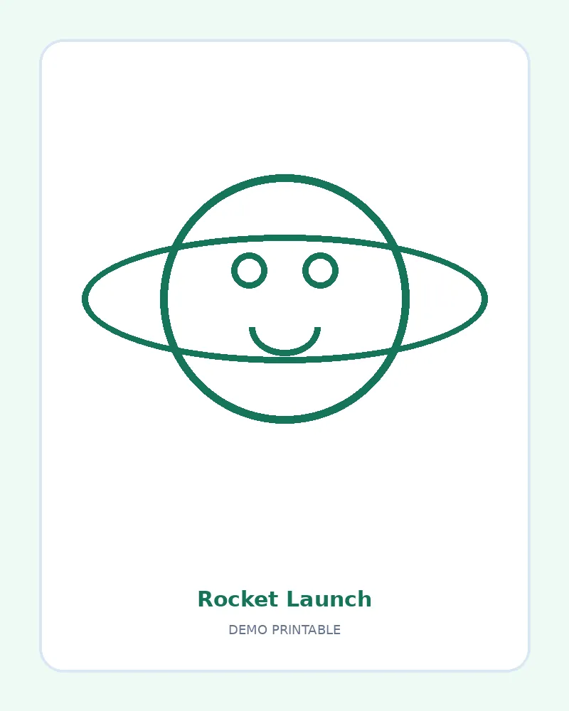 Rocket Launch coloring page, black outline drawing ready to print