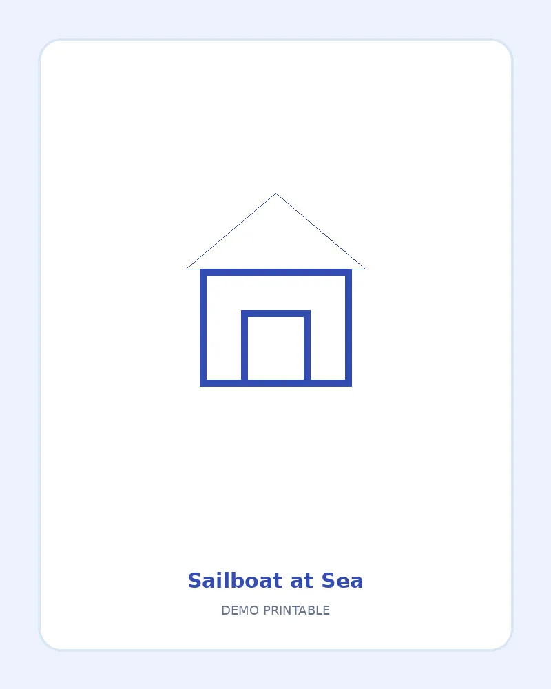 Sailboat at Sea coloring page, black outline drawing ready to print